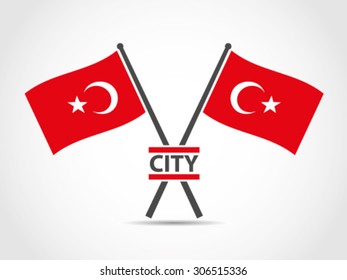 Turkey Cross Flags Emblem City