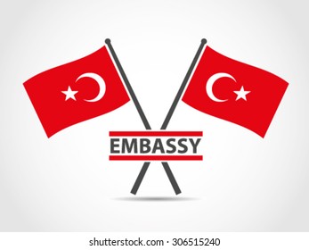 Turkey Cross Flags Emblem Embassy