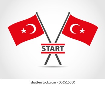 Turkey Cross Flags Emblem Start