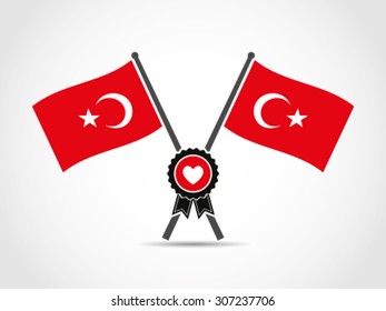 Turkey Crossed Flags Emblem