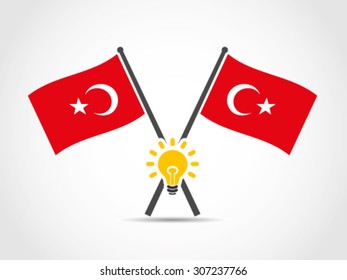 Turkey Crossed Flags Emblem