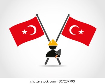 Turkey Crossed Flags Emblem