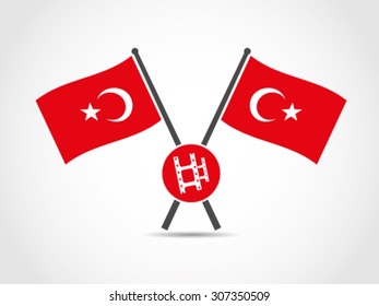 Turkey Crossed Flags Emblem