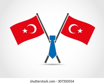 Turkey Crossed Flags Emblem