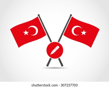 Turkey Crossed Flags Emblem Author