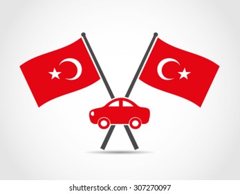 Turkey Crossed Flags Emblem Car Manufacture Industry