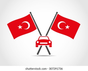 Turkey Crossed Flags Emblem Car Industry