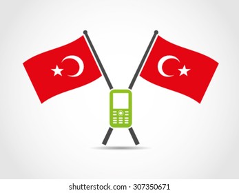 Turkey Crossed Flags Emblem Cellphone