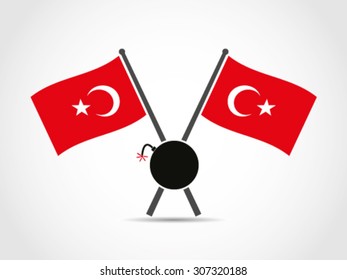 Turkey Crossed Flags Emblem Debt Bomb