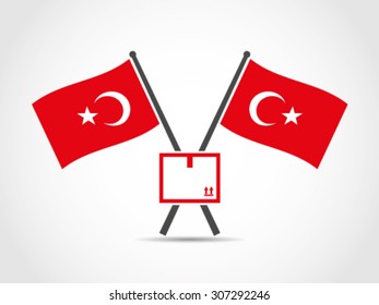 Turkey Crossed Flags Emblem Delivery Box