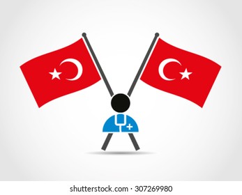 Turkey Crossed Flags Emblem Doctor