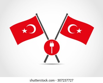 Turkey Crossed Flags Emblem Electricity Power