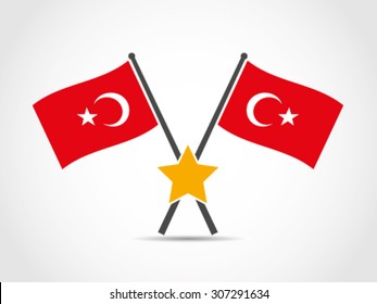 Turkey Crossed Flags Emblem Famous Star