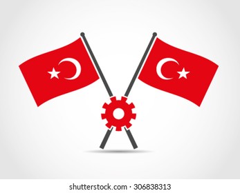 Turkey Crossed Flags Emblem Gear Growth