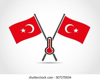 Turkey Crossed Flags Emblem High Temperature