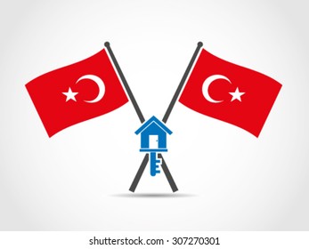 Turkey Crossed Flags Emblem Home Ownership