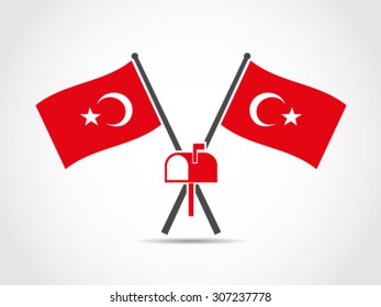 Turkey Crossed Flags Emblem Mailbox