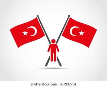 Turkey Crossed Flags Emblem Man