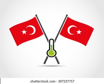 Turkey Crossed Flags Emblem Normal Temperature
