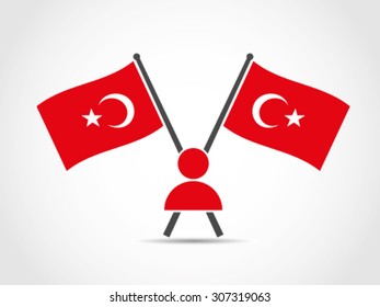 Turkey Crossed Flags Emblem People