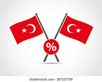 Turkey Crossed Flags Emblem Percentage