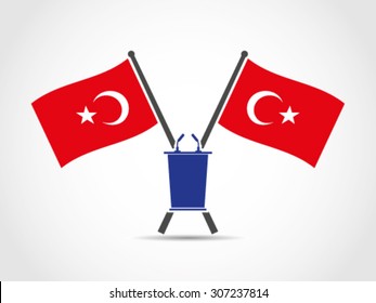 Turkey Crossed Flags Emblem Podium