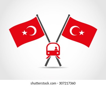 Turkey Crossed Flags Emblem Public Transport Train