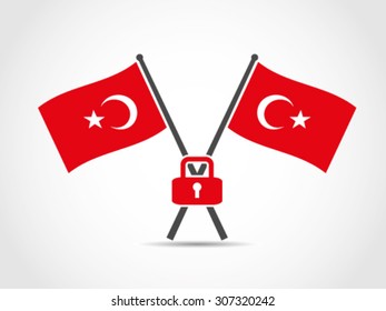Turkey Crossed Flags Emblem Security