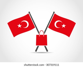 Turkey Crossed Flags Emblem Shopping Expense National Budget