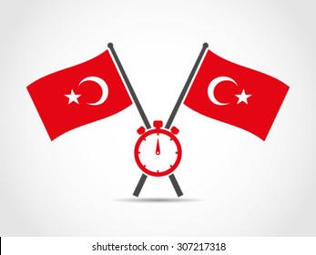 Turkey Crossed Flags Emblem Stopwatch Performance