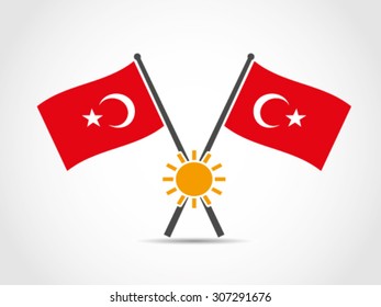 Turkey Crossed Flags Emblem Summer