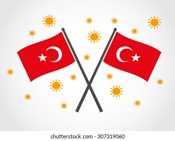 Turkey Crossed Flags Emblem Summer