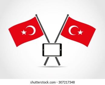 Turkey Crossed Flags Emblem Tablet