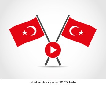 Turkey Crossed Flags Emblem Video Streaming Internet