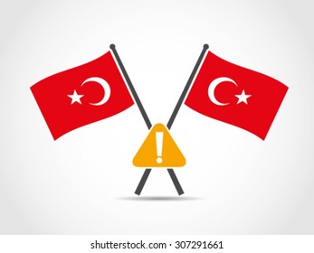 Turkey Crossed Flags Emblem Warning Sign