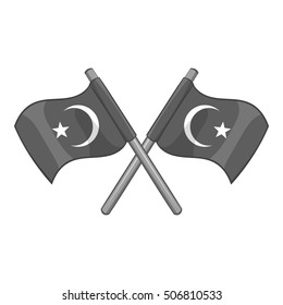 Turkey crossed flags icon. Gray monochrome illustration of Turkey flags vector icon for web design