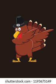 turkey dabbing thanksgiving cute character animal