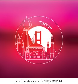 Turkey detailed silhouette. Trendy vector illustration, flat style. Stylish colorful landmarks. The concept for a web banner. Business icon