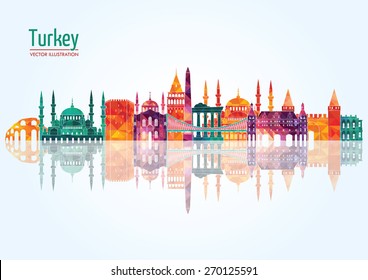 Turkey detailed skyline. Vector illustration