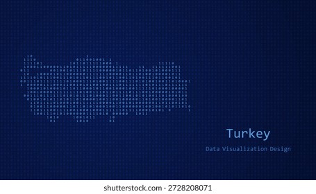 Turquía Mapa digital formado con unos y ceros para el diseño de visualización de datos