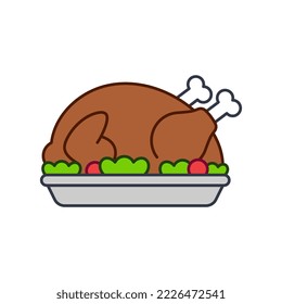 Turkey Dinner Vector Illustration on White Background