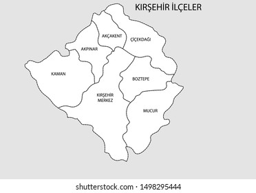 Turkey, Kırşehir district map drawing
