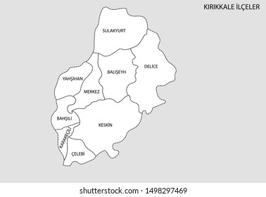 Turkey, Kırıkkale district map drawing