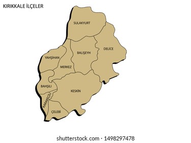 Turkey, Kırıkkale district map drawing