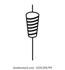 Icono de kebab, donador de Turquía, ilustración plana sobre fondo blanco. 