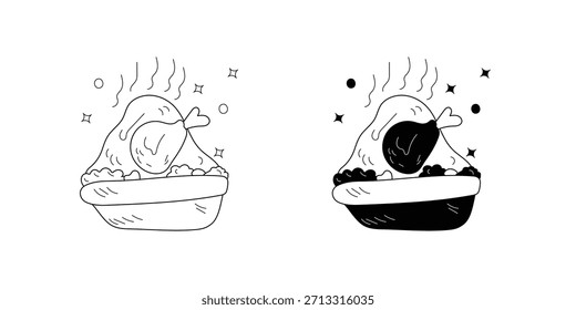 Turkey doodle set icon with white background vector stock illustration
