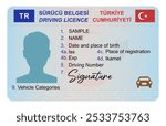 Turkey driving licence isolated on white background. Turkish driving licence. Person driver license