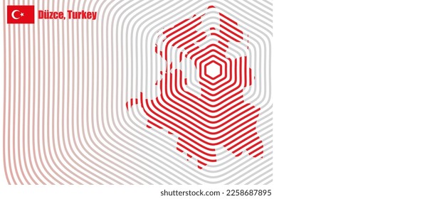Turkey duzce city abstract map with red hexagons lines.
