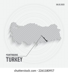 Turkey Earthquake concept on turkey map. Praying for Turkey.