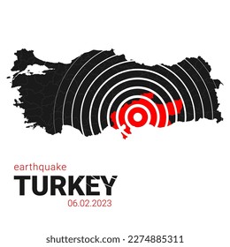 Turkey, earthquake February 6, 2023. Vector Illustration of the Map of Turkey on White Background. EPS 10